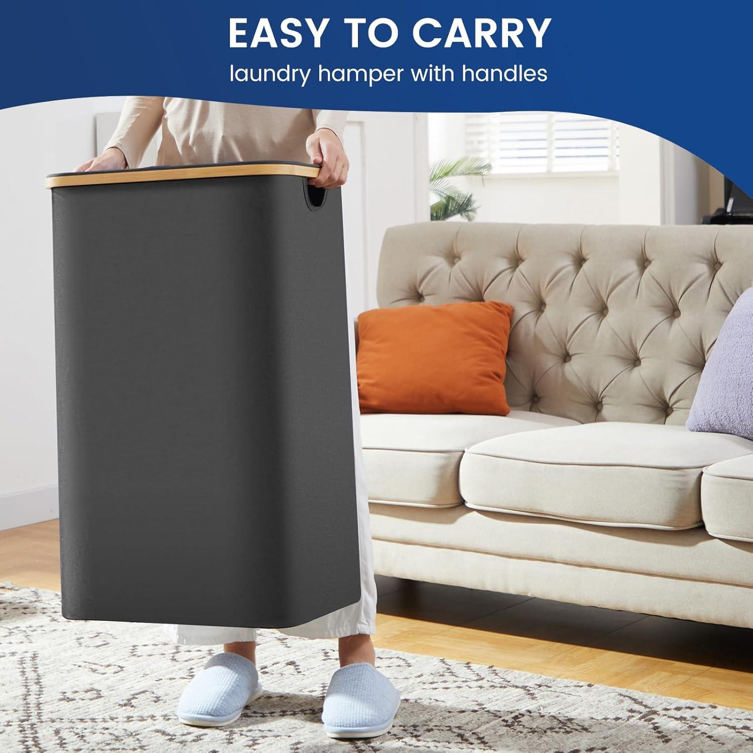 Cesta de Lavandería Bathola 110L con Tapa - Gris