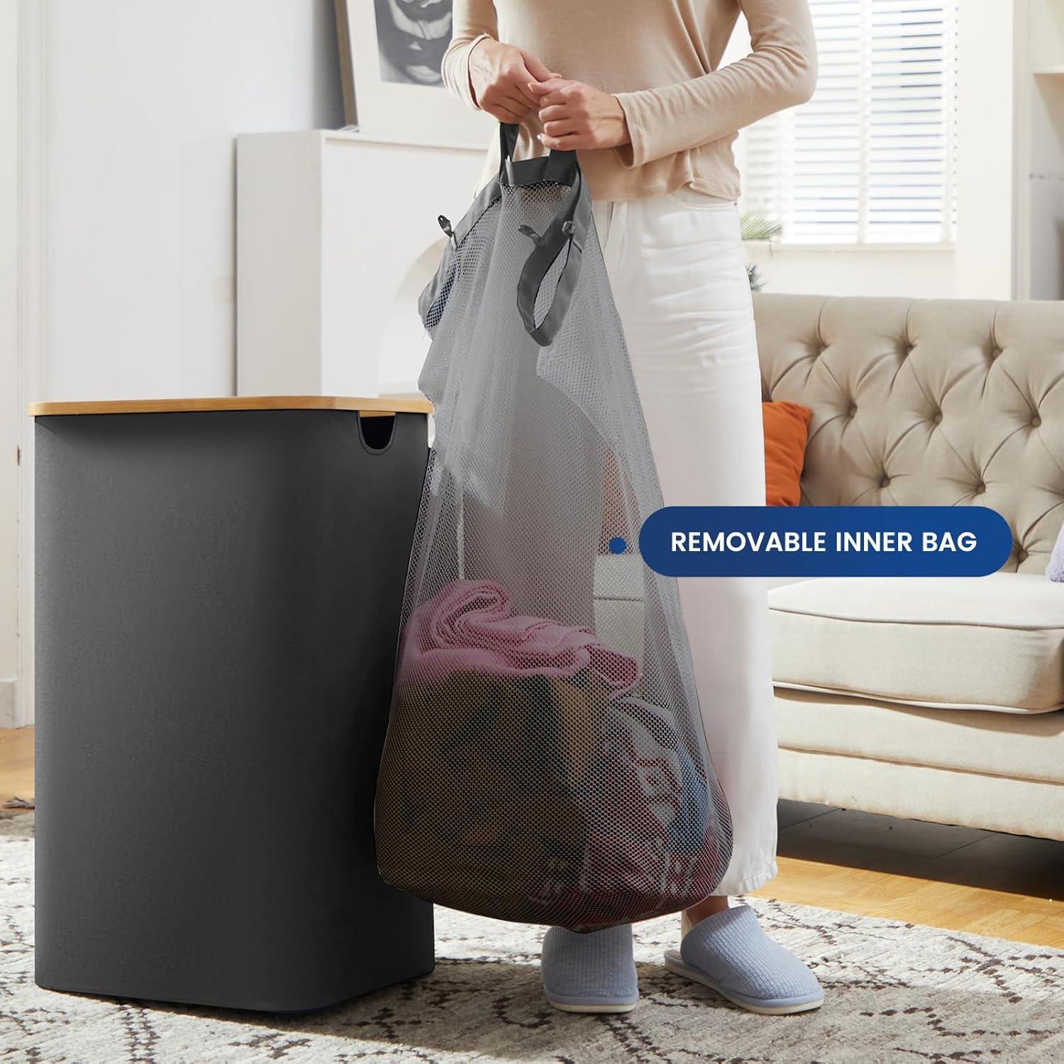 Cesta de Lavandería Bathola 110L con Tapa - Gris