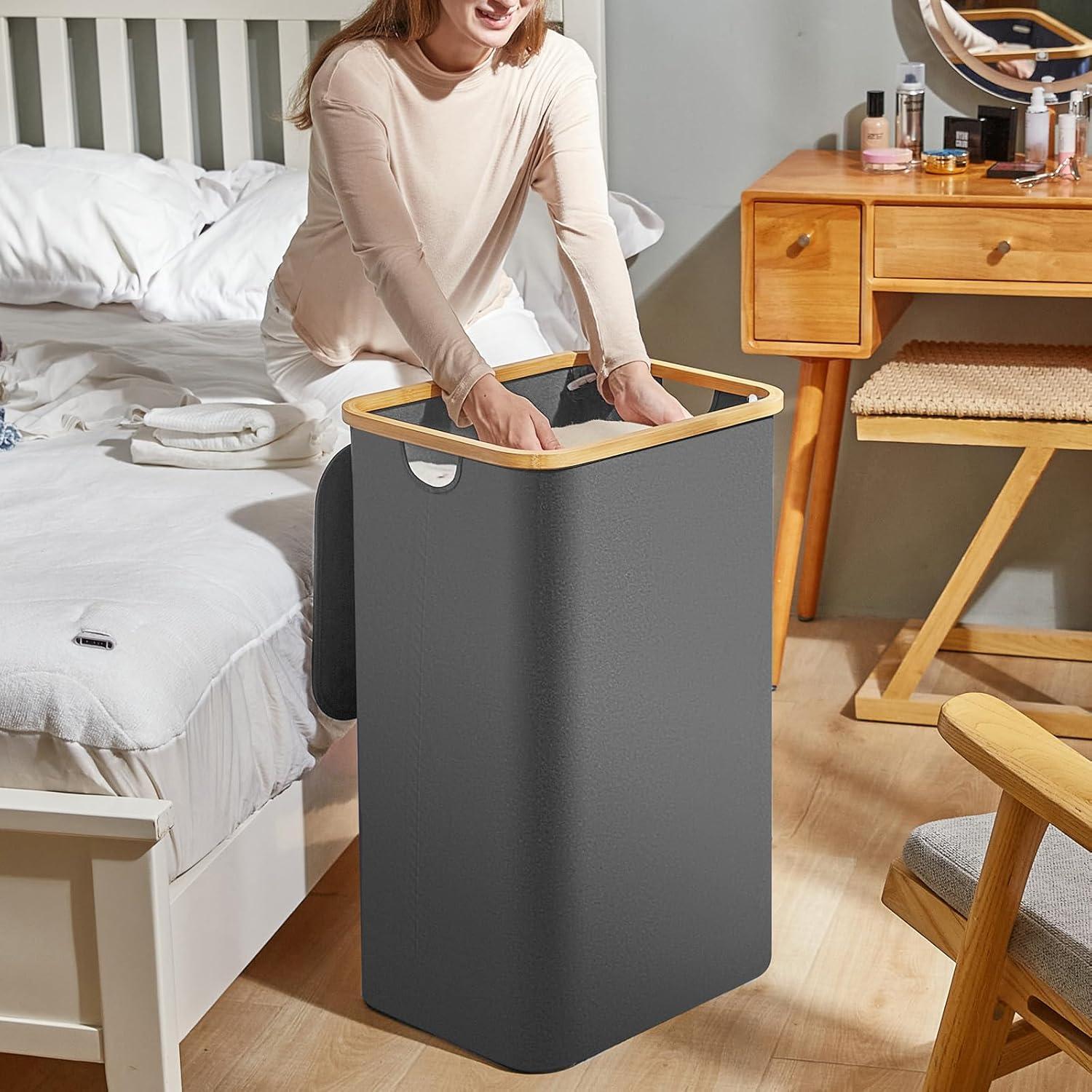 Cesta de Lavandería Bathola 110L con Tapa - Gris