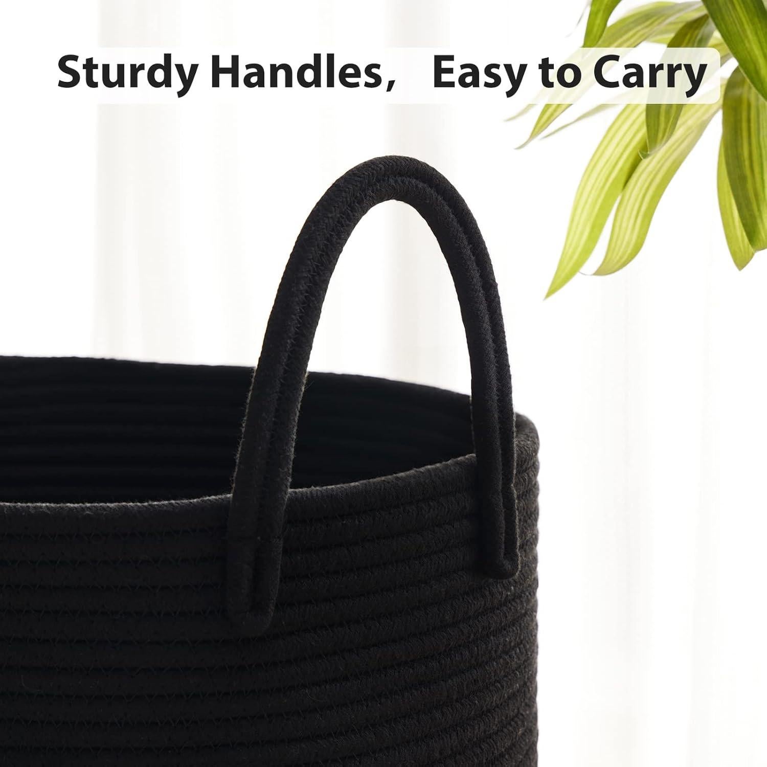 Cesta de Ropa Plegable Fiona 58L Algodón Negro Decorativa