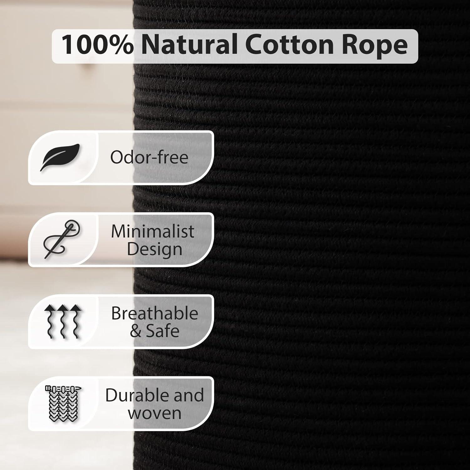 Cesta de Ropa Plegable Fiona 58L Algodón Negro Decorativa