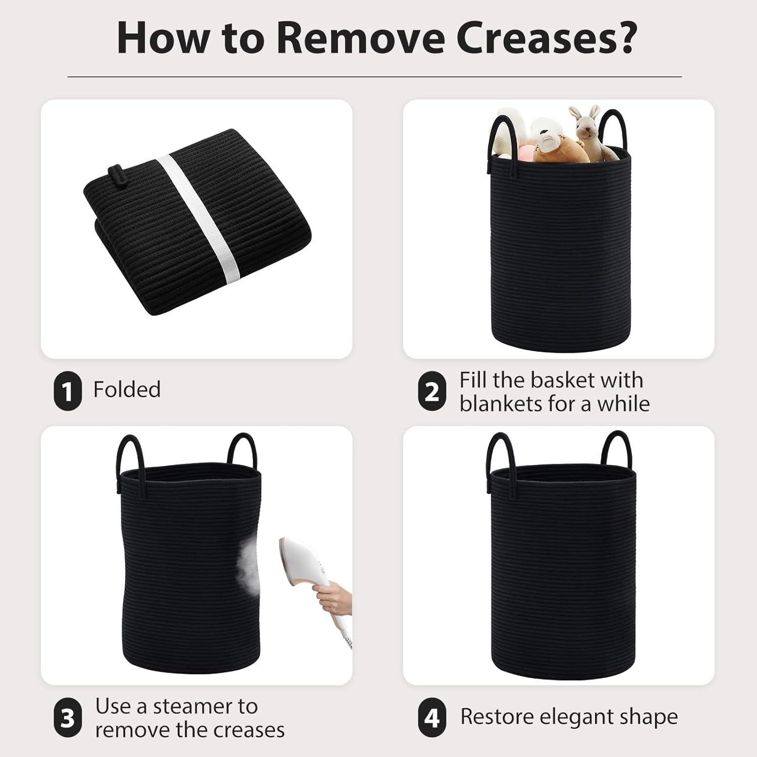 Cesta de Ropa Plegable Fiona 58L Algodón Negro Decorativa