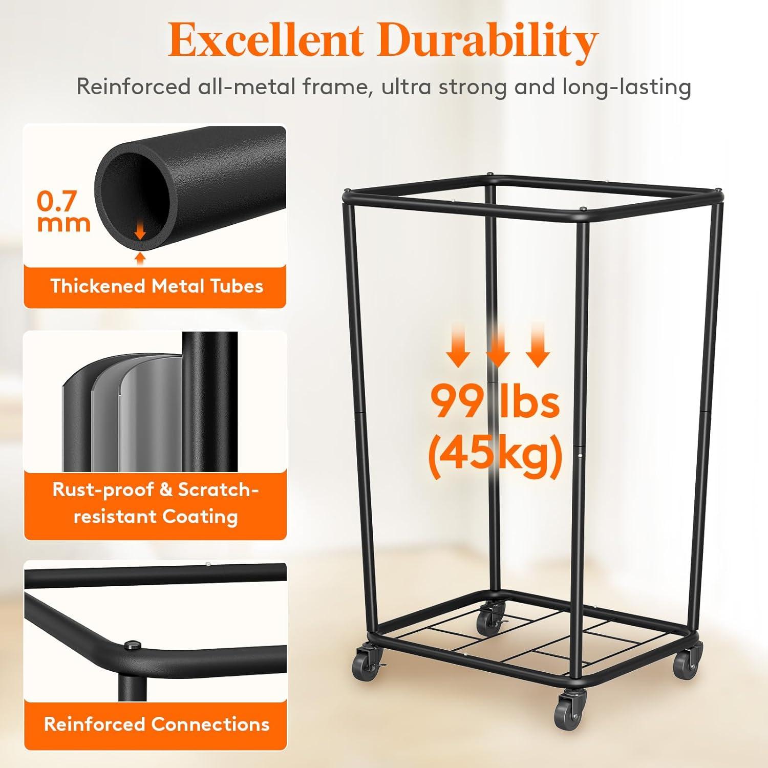 Cesta de Ropa Rodante Lifewit 165L Blanca con Ruedas