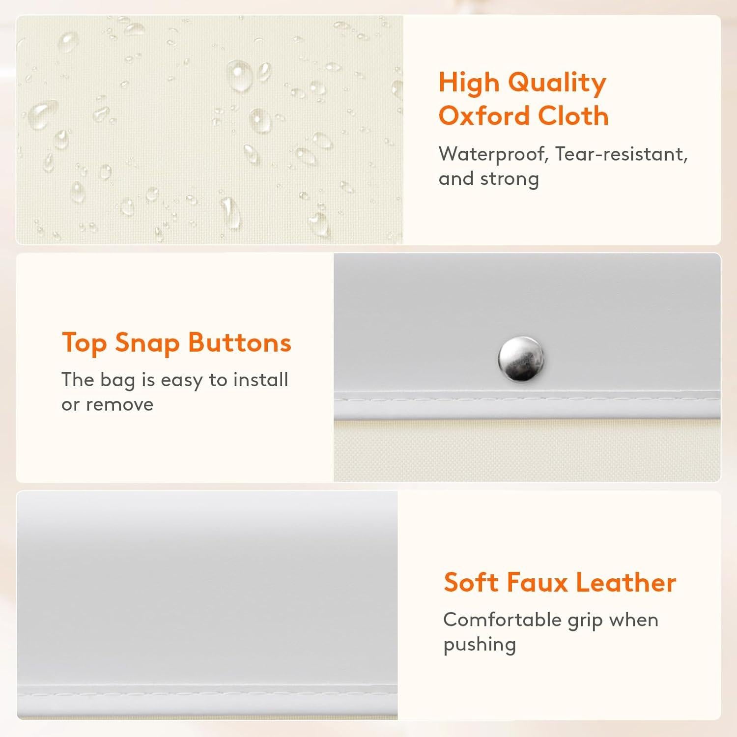 Cesta de Ropa Rodante Lifewit 165L Blanca con Ruedas