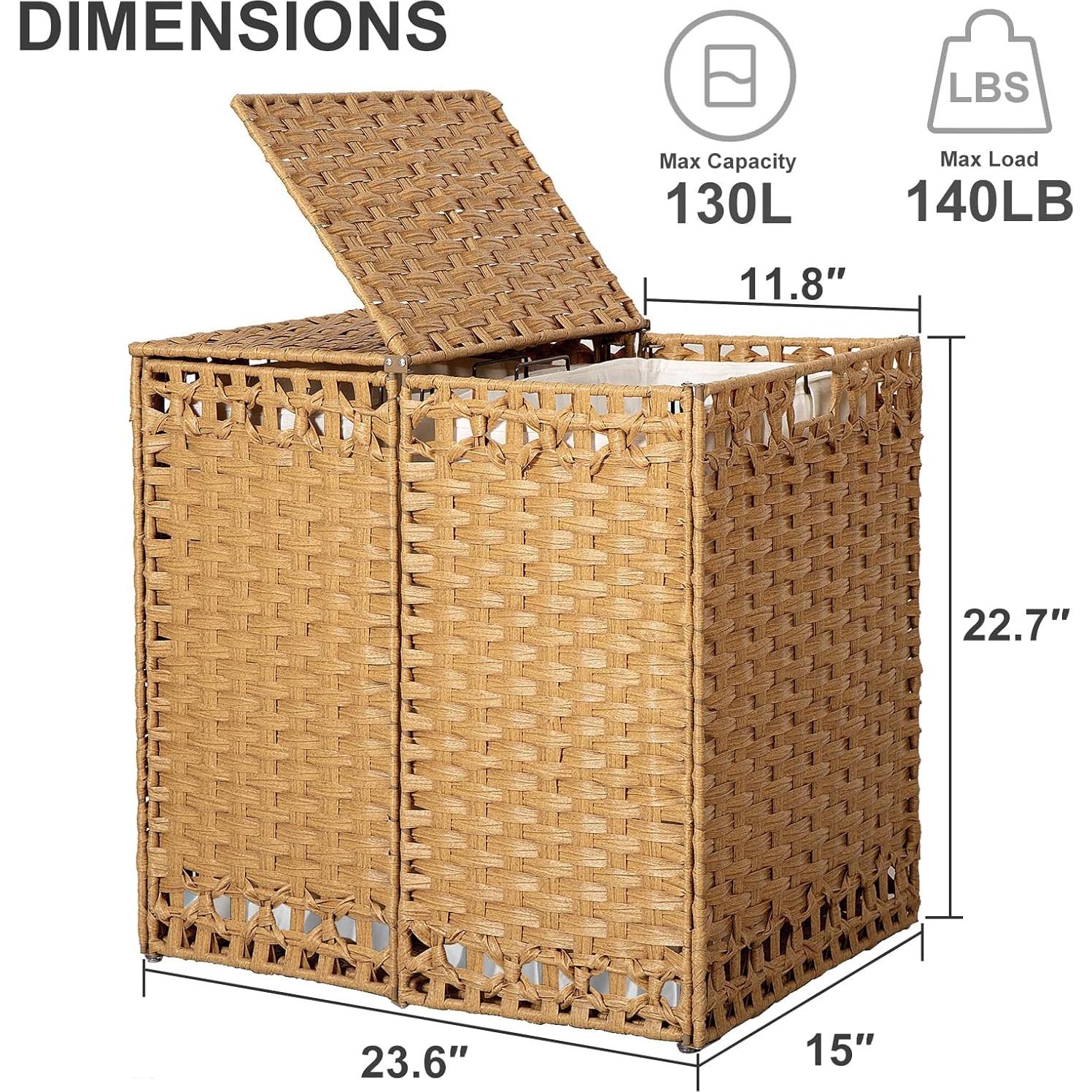 Cesto de Ropa Plegable KOUSEI 130L con Tapa Natural