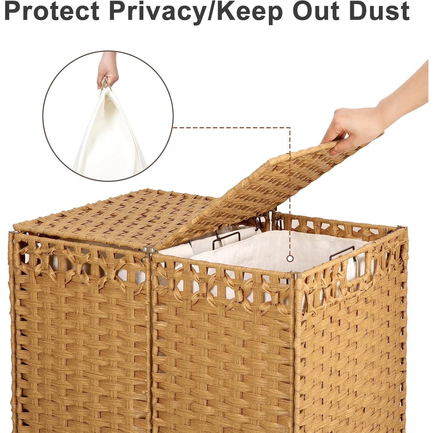 Cesto de Ropa Plegable KOUSEI 130L con Tapa Natural