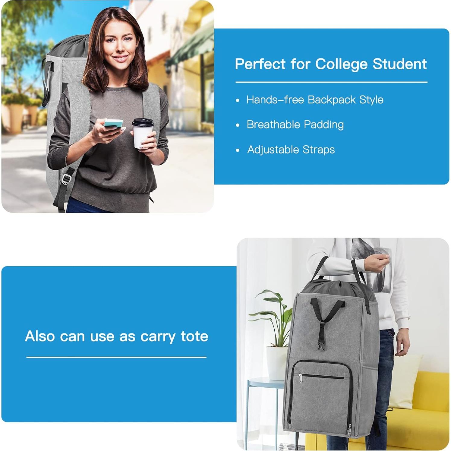 Bolsa Mochila para Ropa Bukere 90L Gris 2 en 1 Ajustable