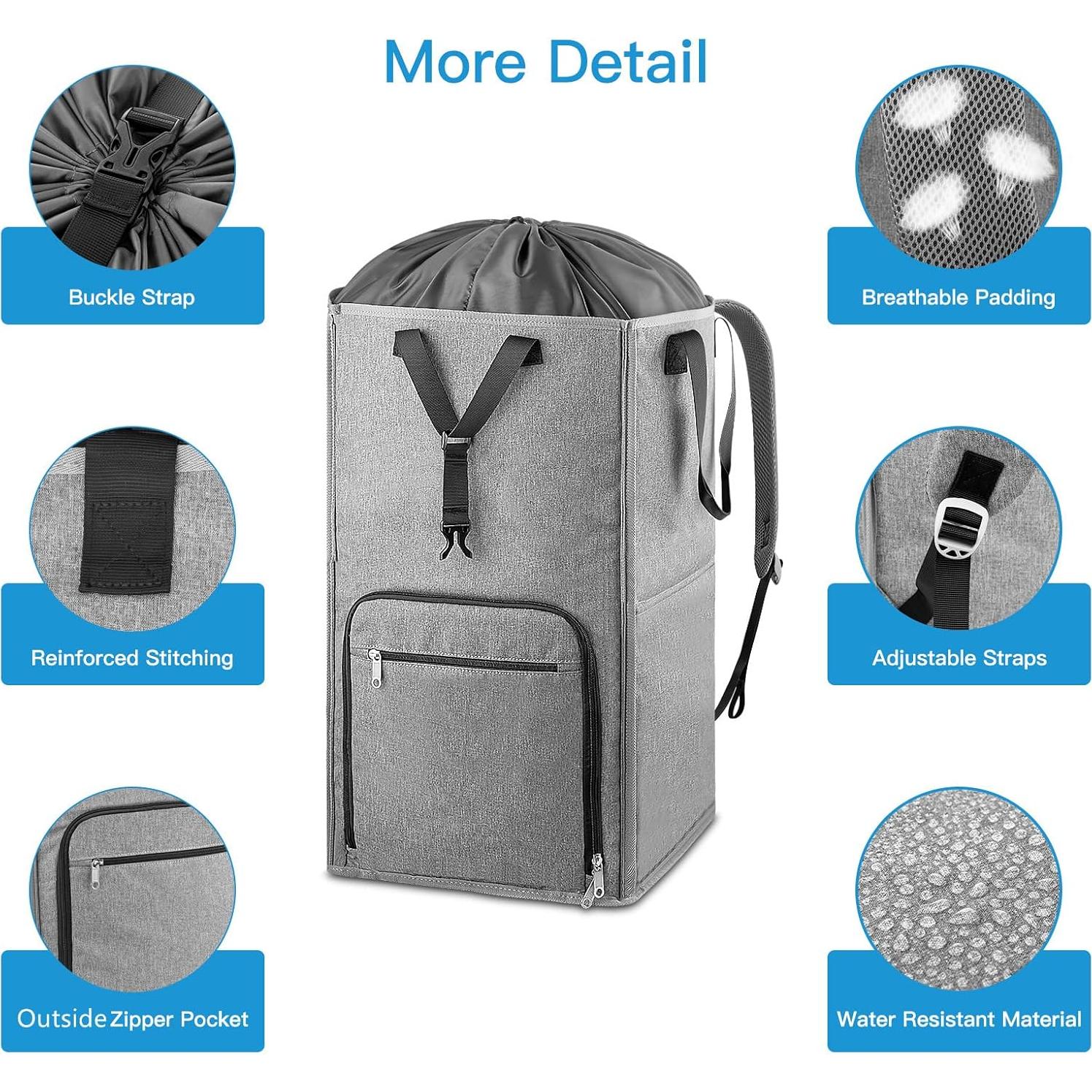 Bolsa Mochila para Ropa Bukere 90L Gris 2 en 1 Ajustable