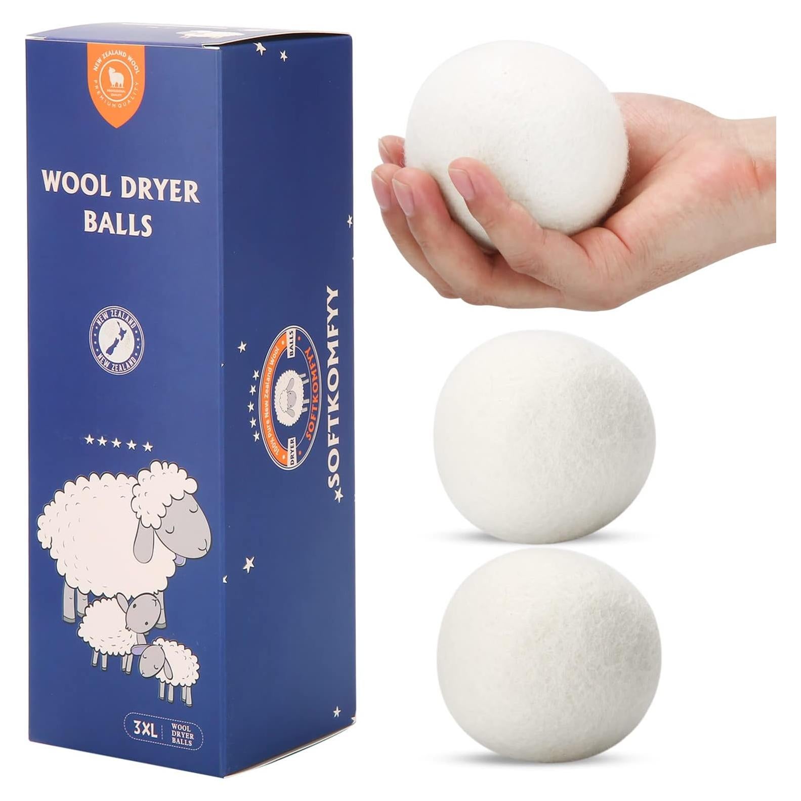 Bolas de Secado de Lana Orgánica Softkomfyy 3 Paquete XL