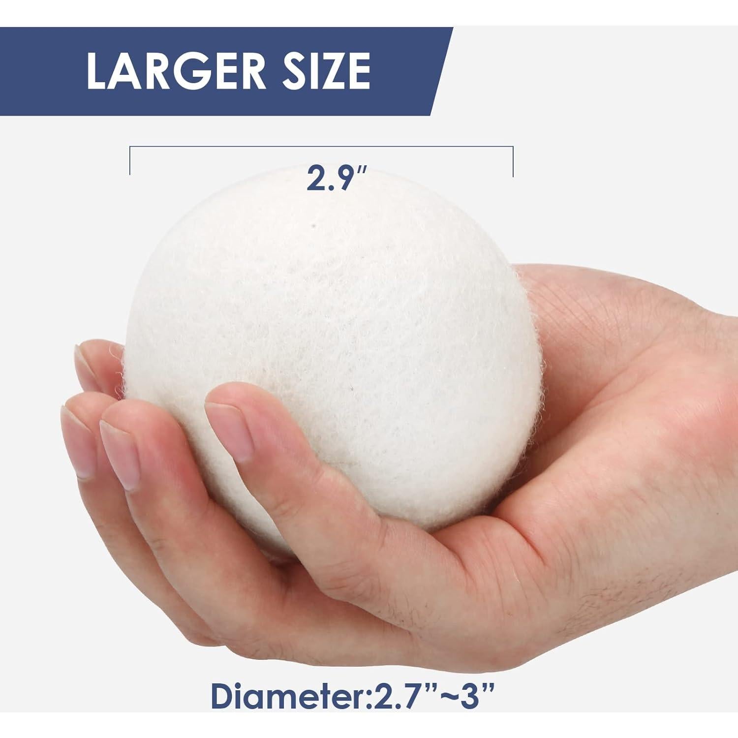 Bolas de Secado de Lana Orgánica Softkomfyy 3 Paquete XL