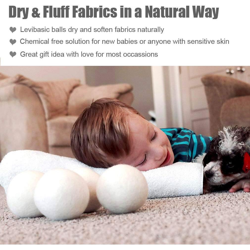 Bolas de Secado de Lana XL Levibasic 100% Orgánicas 6 Pcs