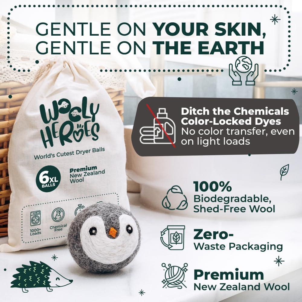 Bolas de Secadora de Lana Reutilizables Héroes de la Lana 6-Pack