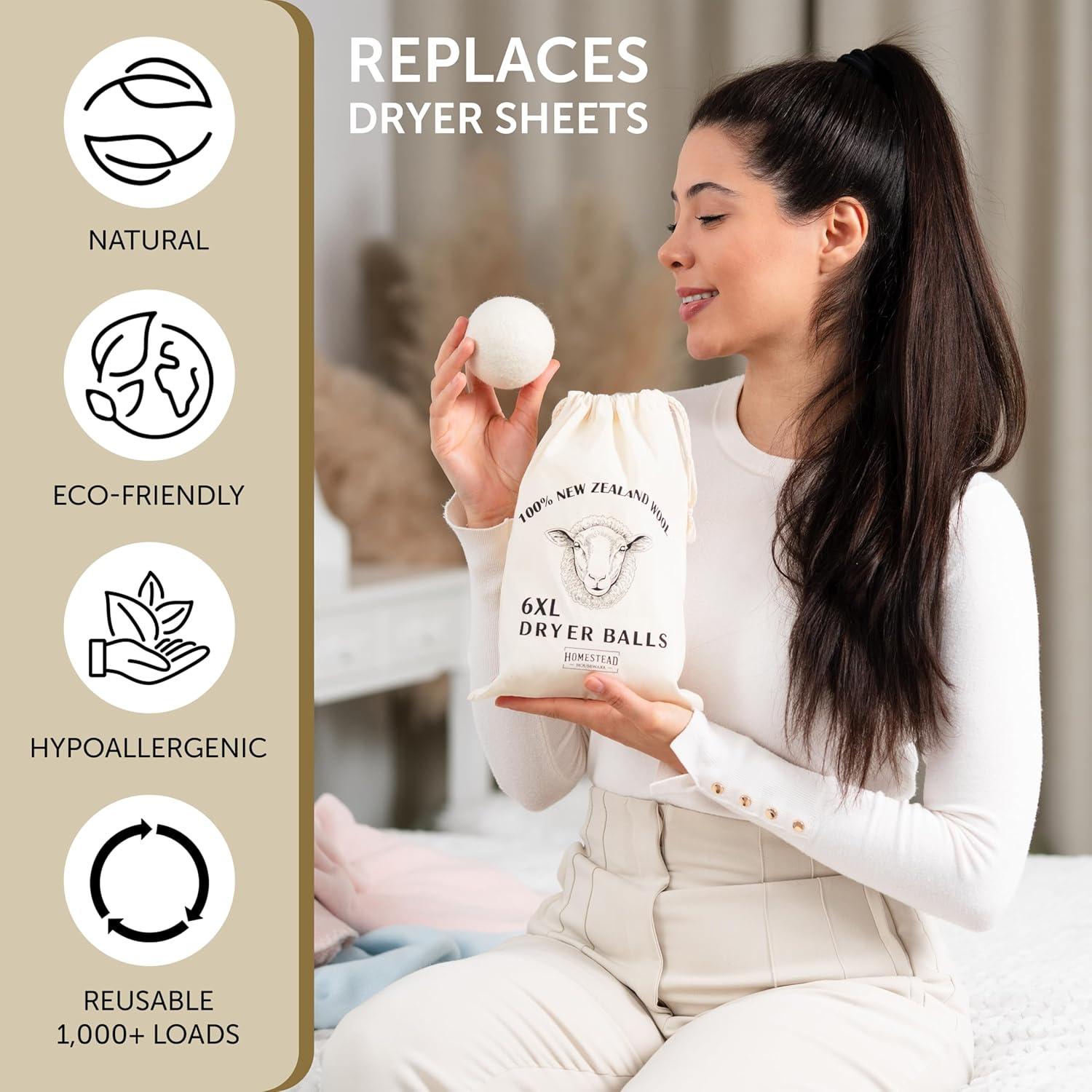 Bolas de Secado de Lana XL Homestead - 6 Pack Ecológicas