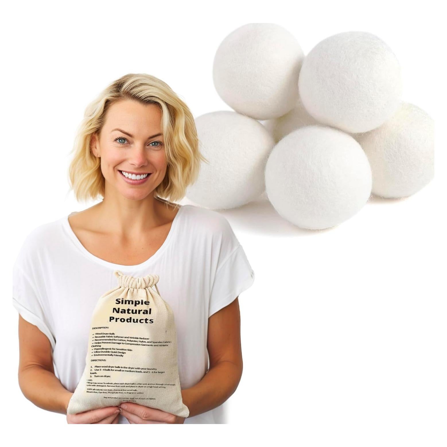 Bolas de Secado de Lana Radynt - Paquete de 6 XL Sin Fragancia