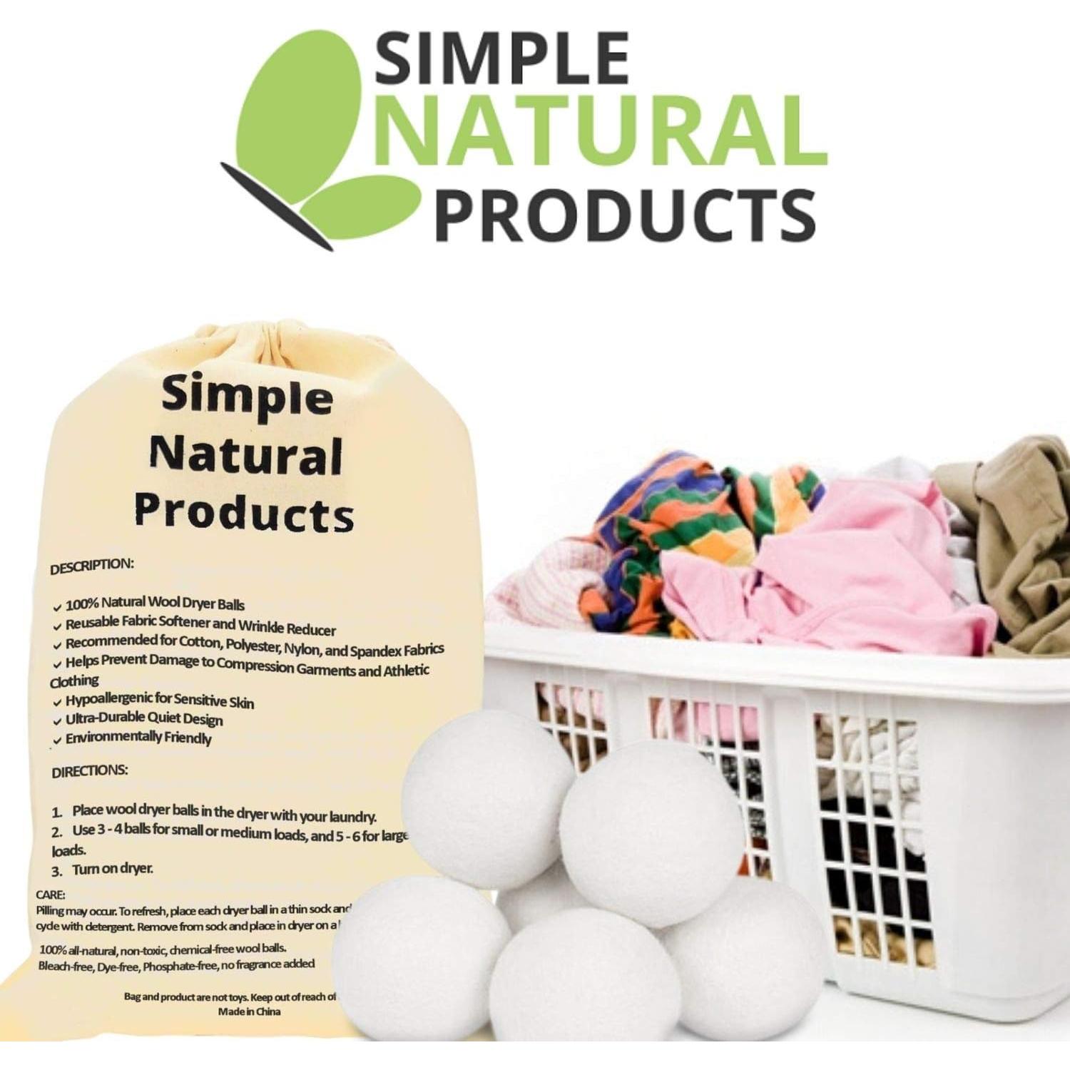 Bolas de Secado de Lana Radynt - Paquete de 6 XL Sin Fragancia