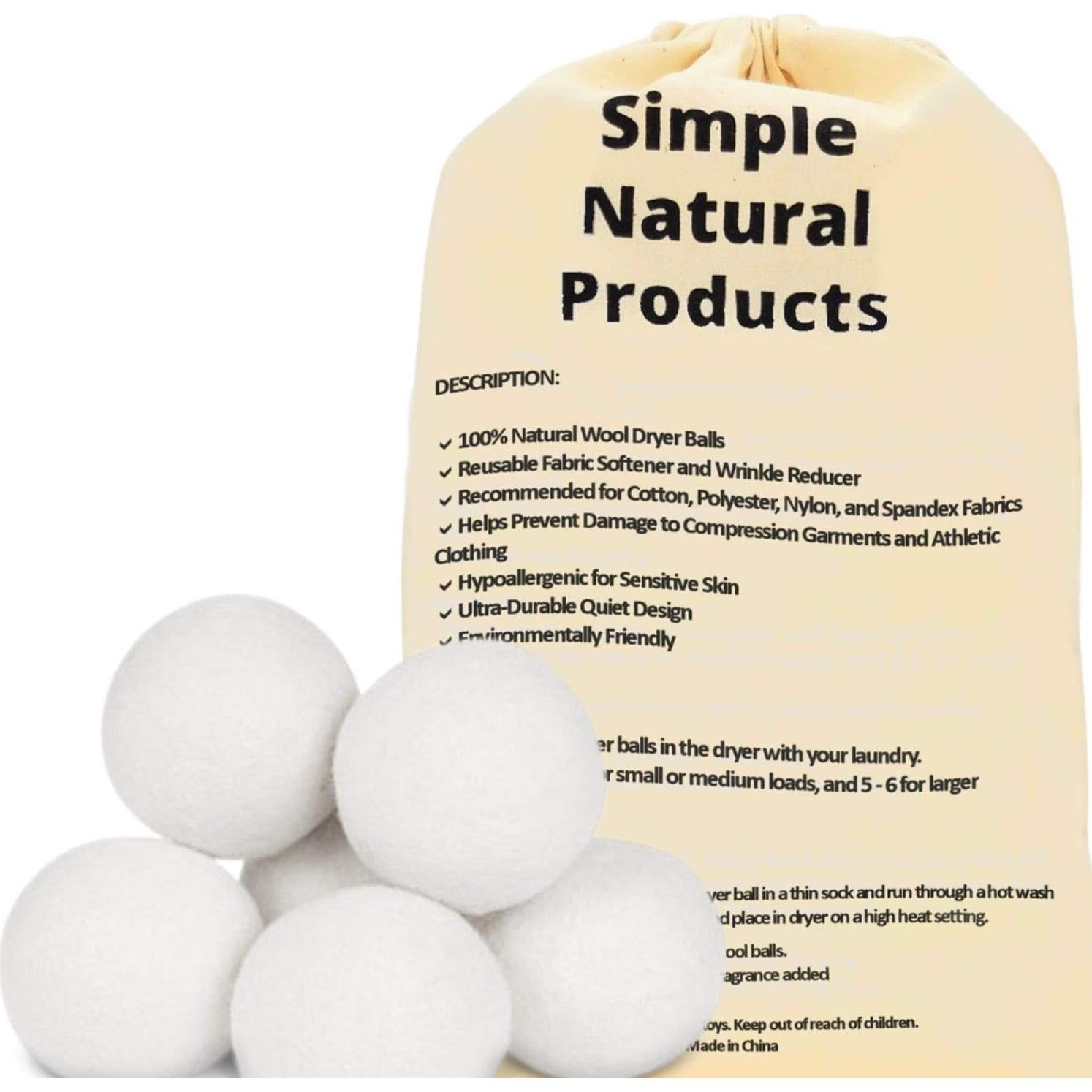 Bolas de Secado de Lana Radynt - Paquete de 6 XL Sin Fragancia