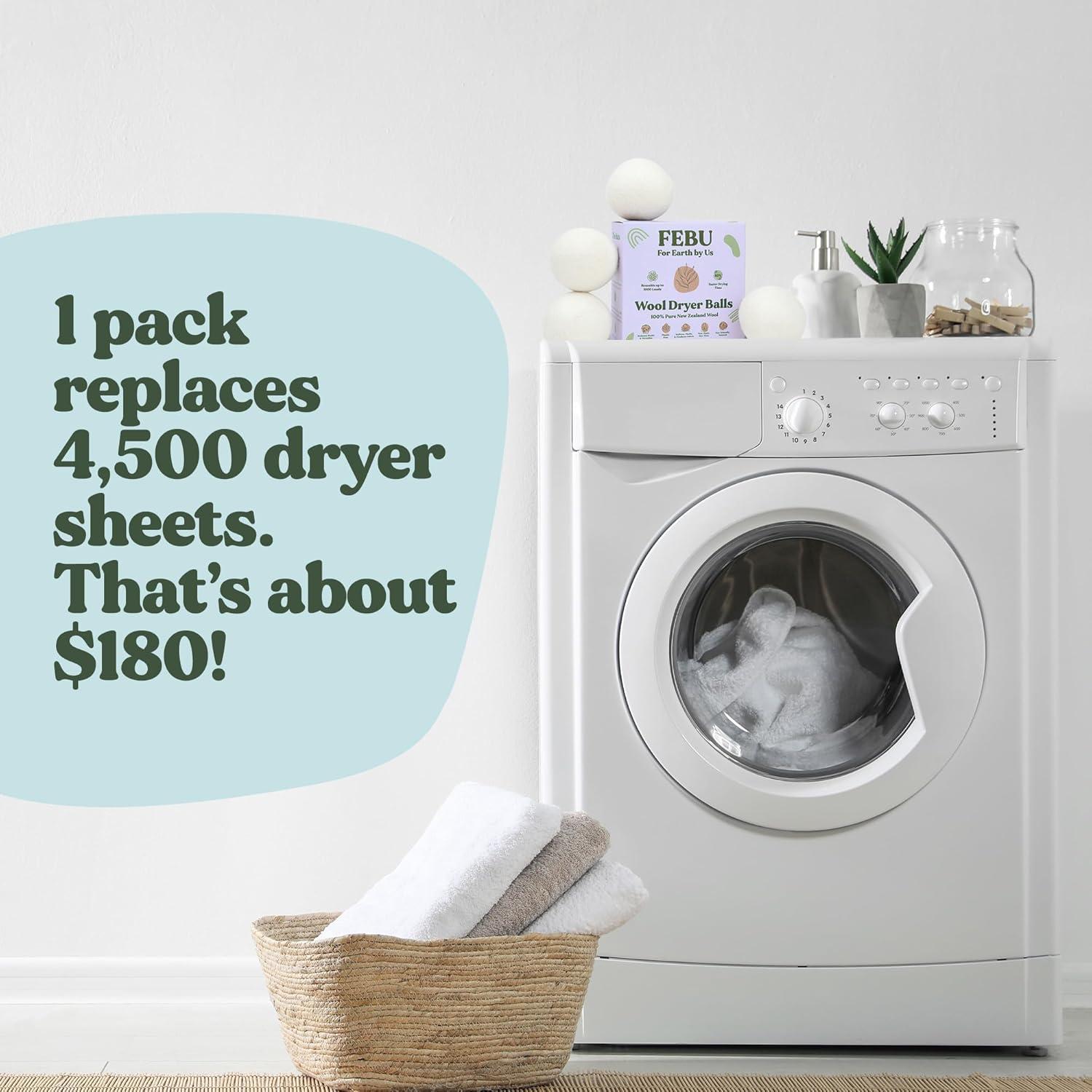 Bolas de Secadora de Lana FEBU - 6 Unidades - 100% Natural