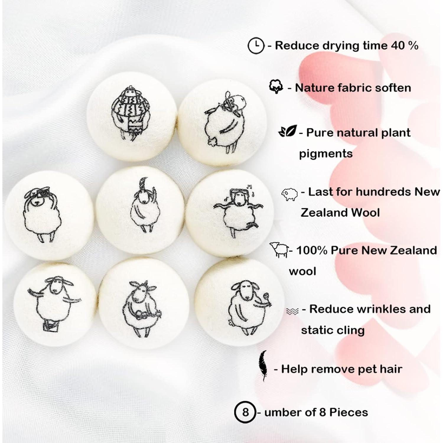 Bolas de Secado de Lana Kainga, 8 Piezas, 100% Natural