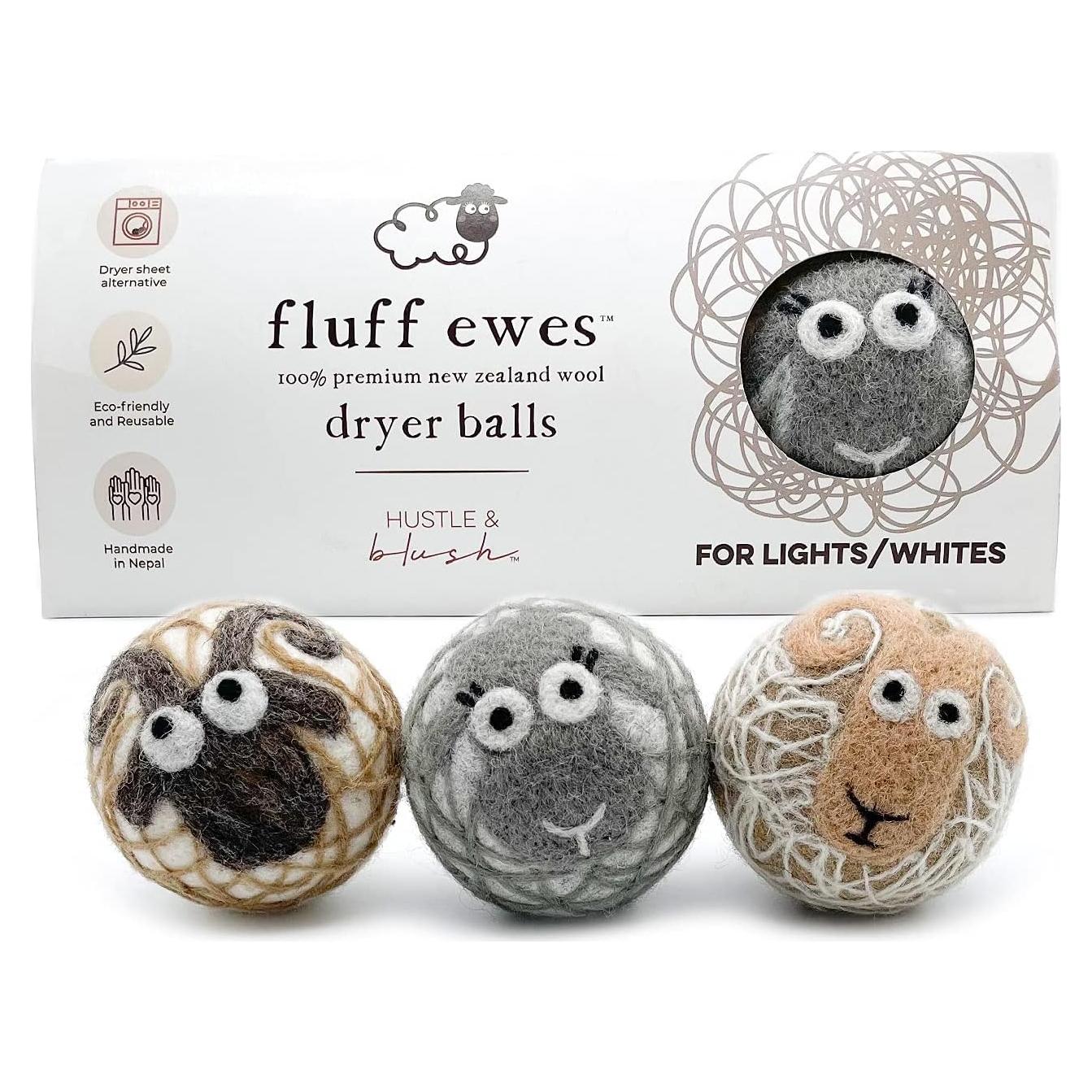 Bolas de Secado de Lana Fluff Ewes 3 Unidades - Reutilizables