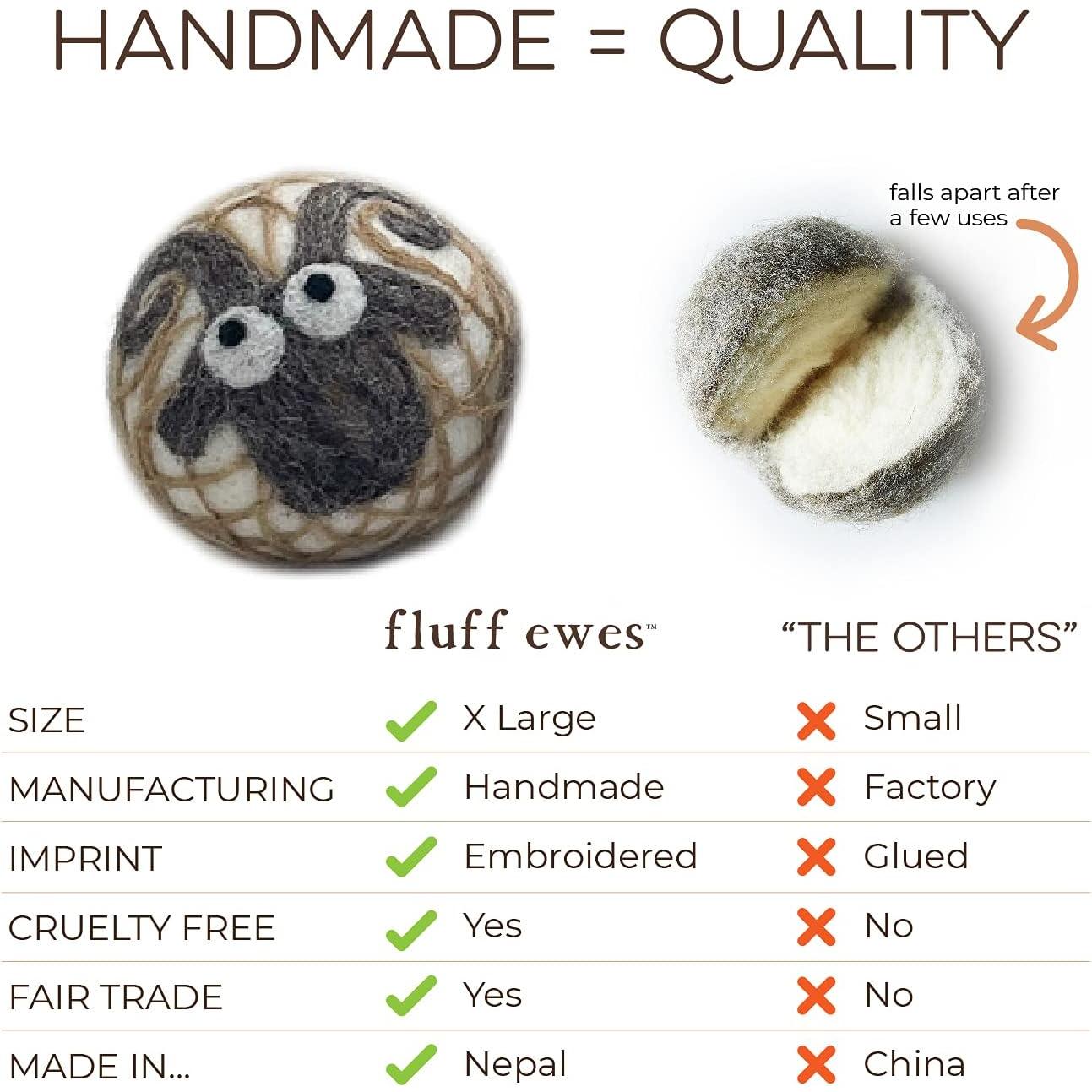 Bolas de Secado de Lana Fluff Ewes 3 Unidades - Reutilizables