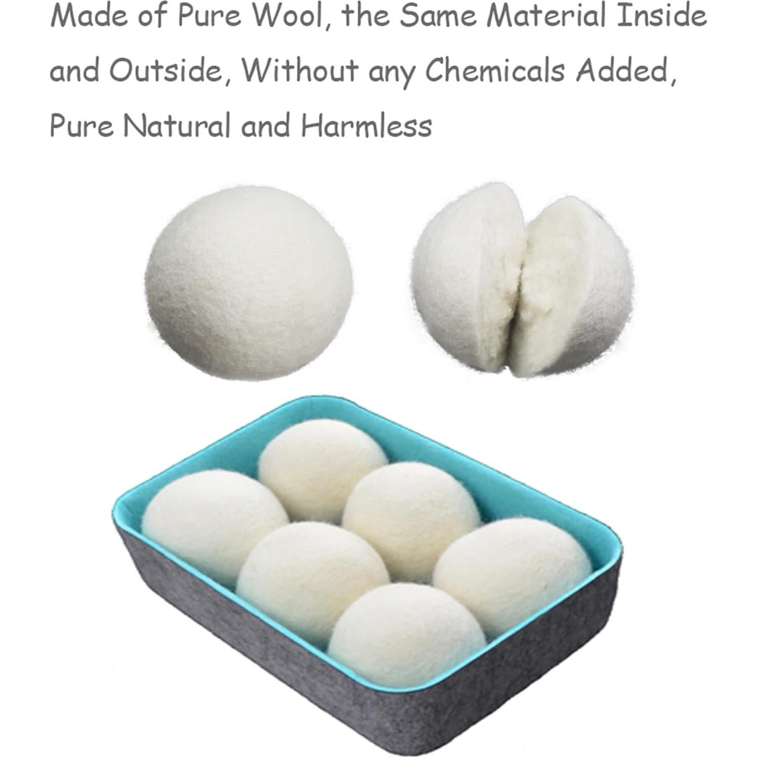 Bolas de Secado de Lana Natural Mlfklmkl - Paquete de 6 Reutilizables