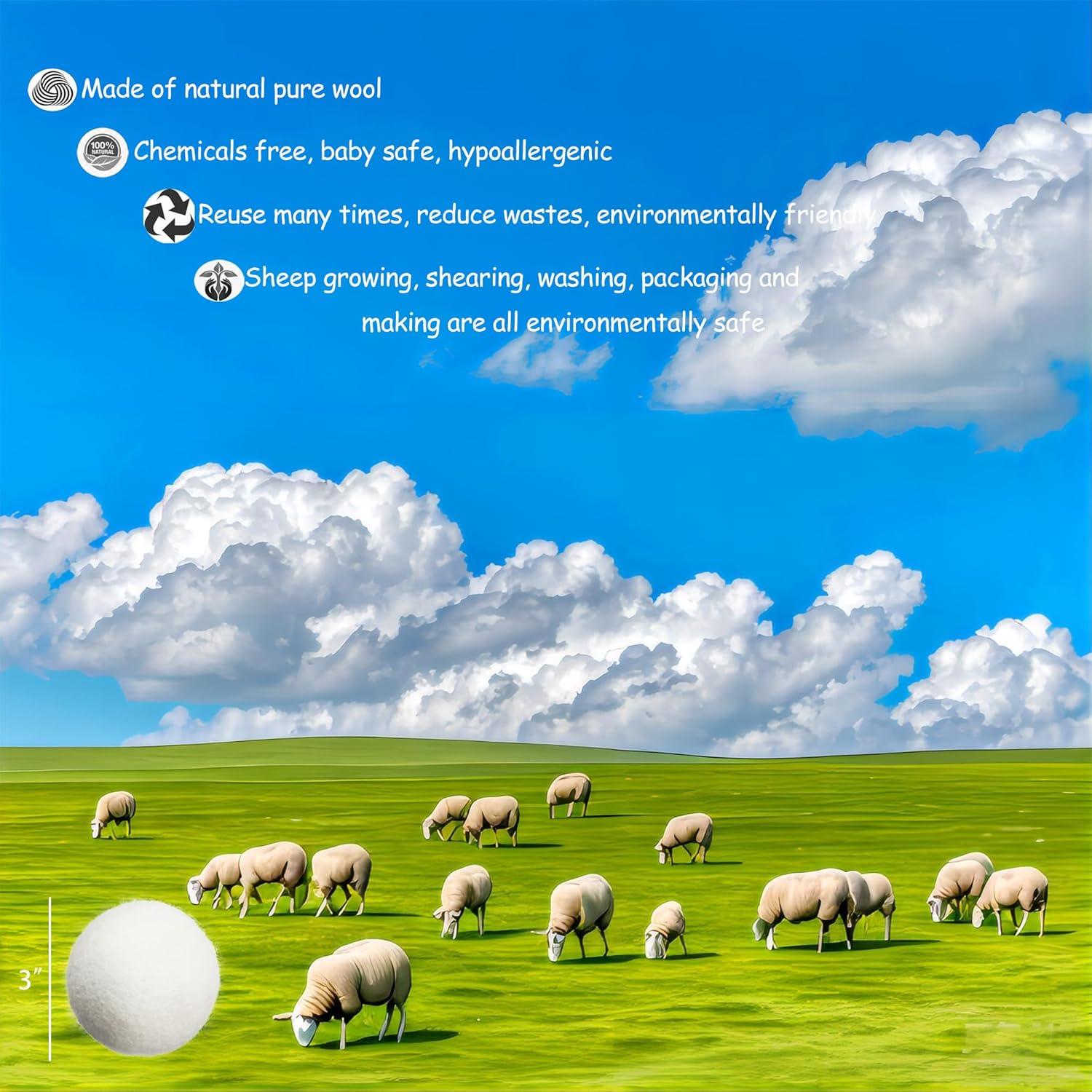 Bolas de Secado de Lana Natural Mlfklmkl - Paquete de 6 Reutilizables