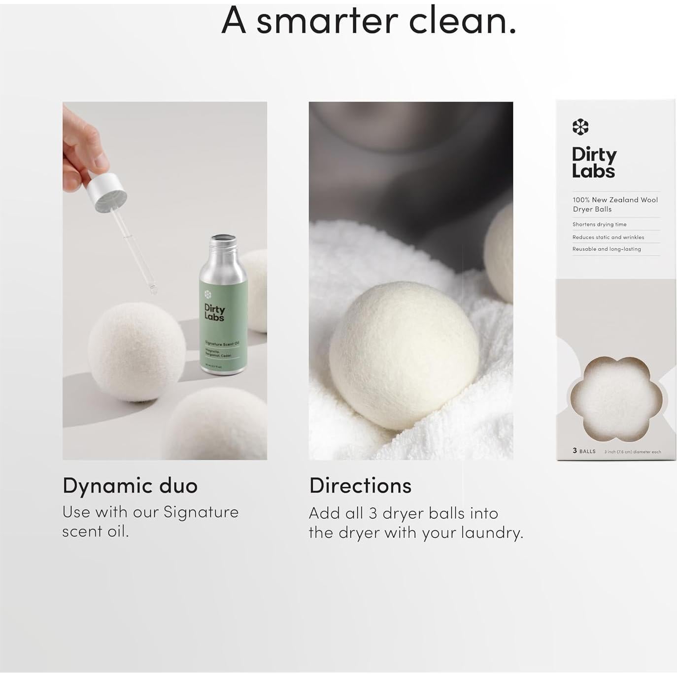 Bolas de Secadora de Lana Dirty Labs | 3 Unidades | 100% Biodegradables