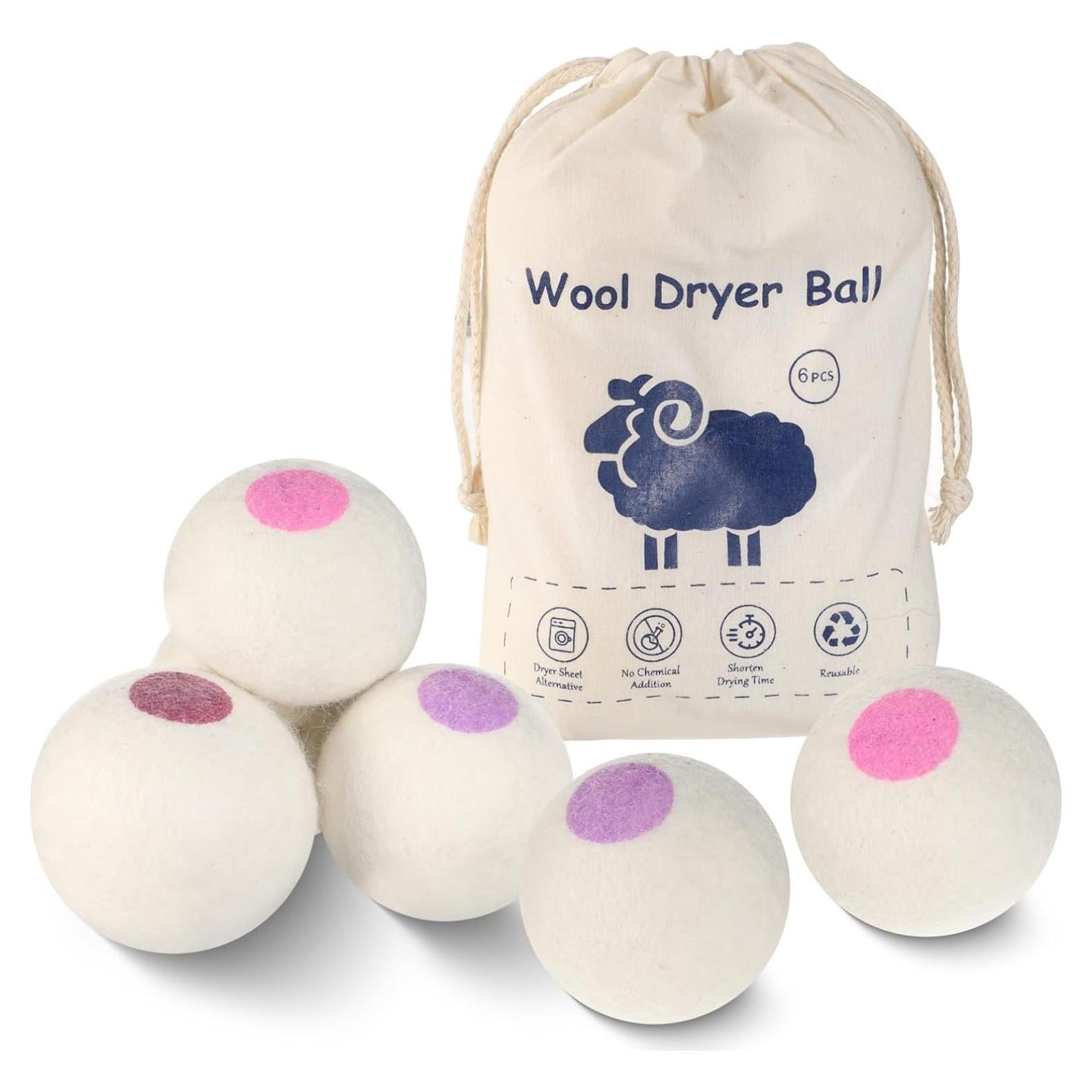 Bolas de Secadora de Lana Orgánica CXWPDD 6 Piezas Reutilizables