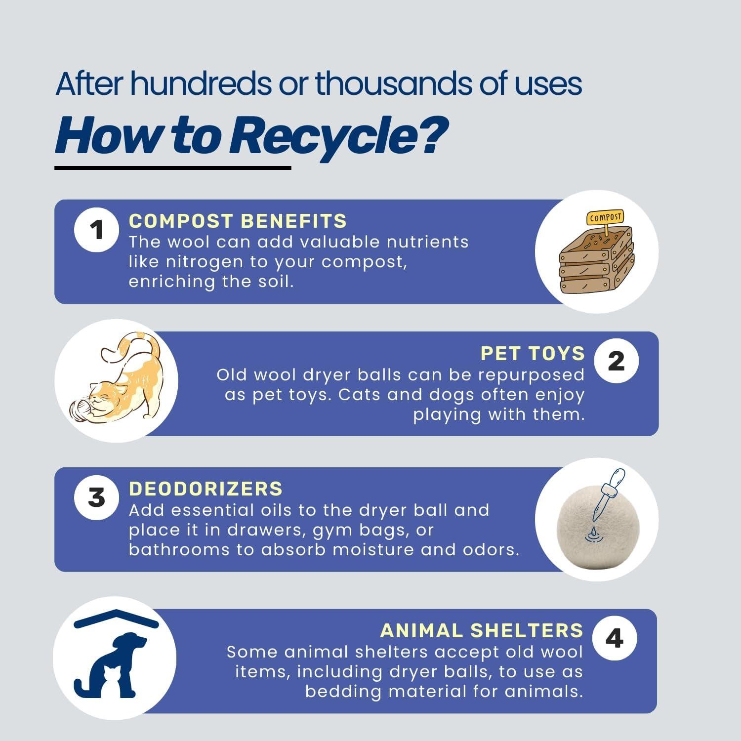 Kit de 6 Pelotas de Secadora de Lana ENUKYCOM - Ecológicas y Reutilizables