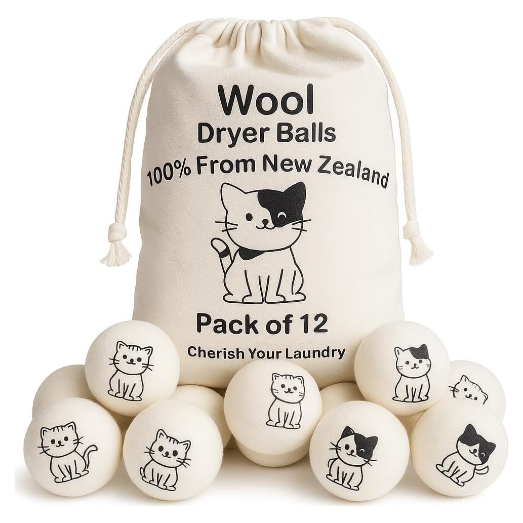 Paquete de 12 Pelotas de Secado de Lana CATHOR XL Antiestáticas