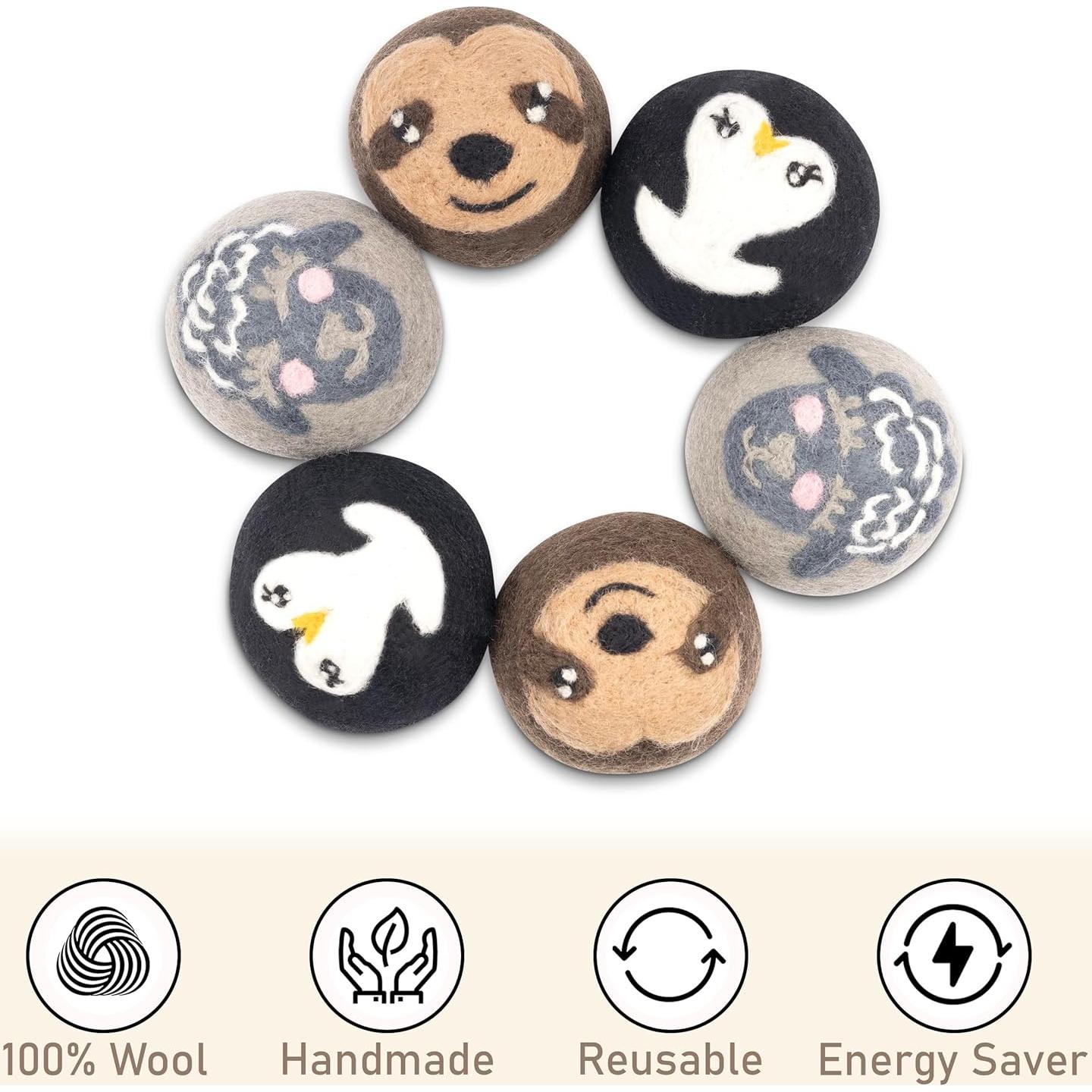 Bolas de Secadora de Lana Adornimal - 6 Piezas Animales