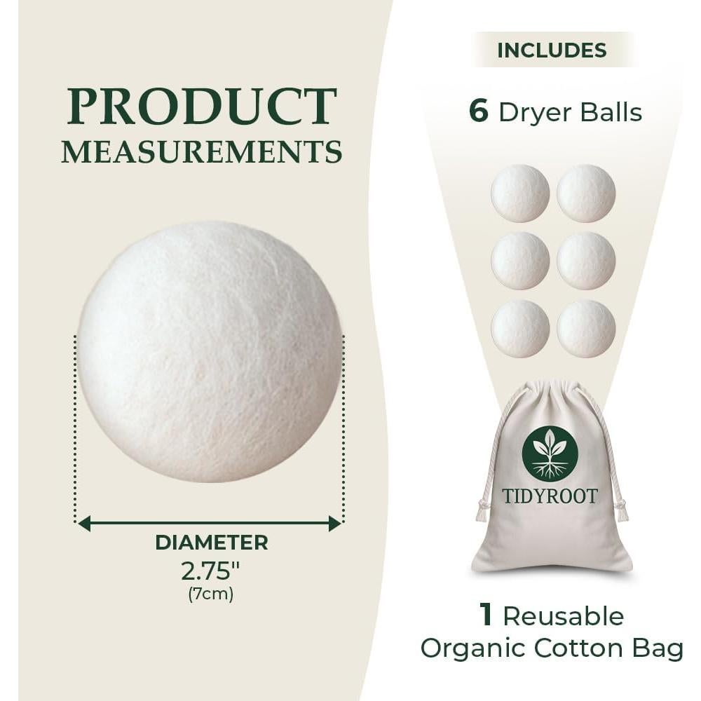 Bolas de Secado de Lana TidyRoot XL - Paquete de 6 Ecológicas