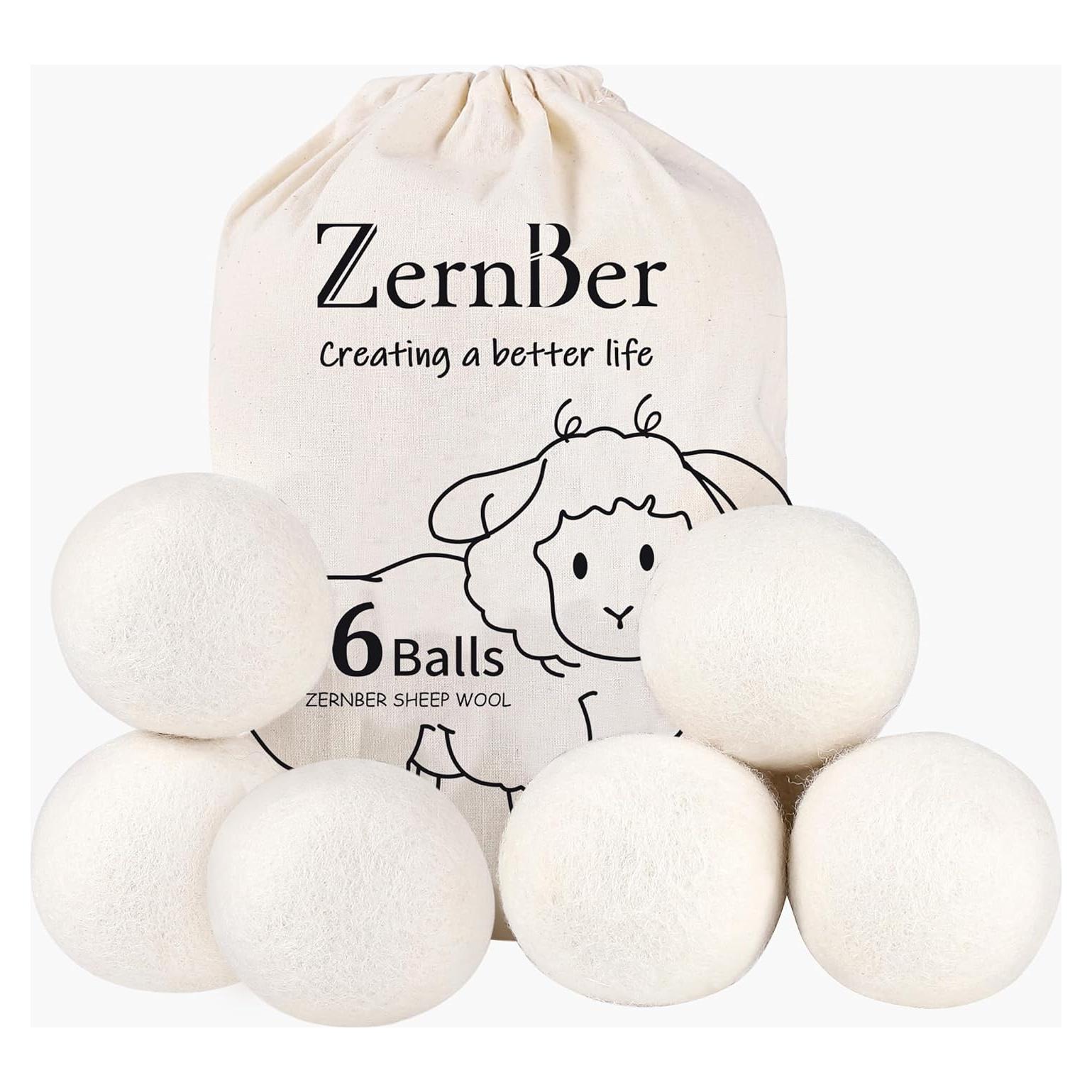 Bolas de Secadora de Lana ZERNBER XL 6 Piezas Ecológicas