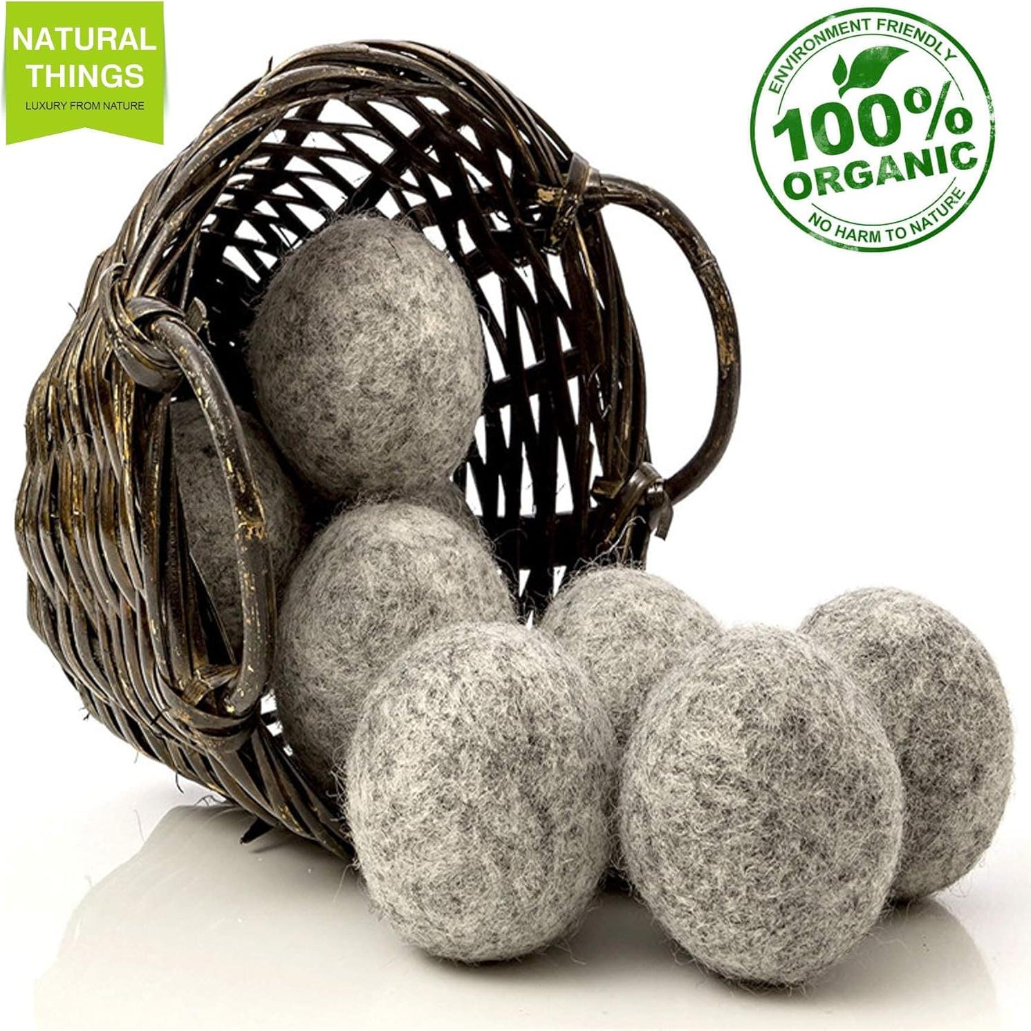 Bolas de Secado de Lana Natural Things - 100% Orgánicas, 6 Unidades