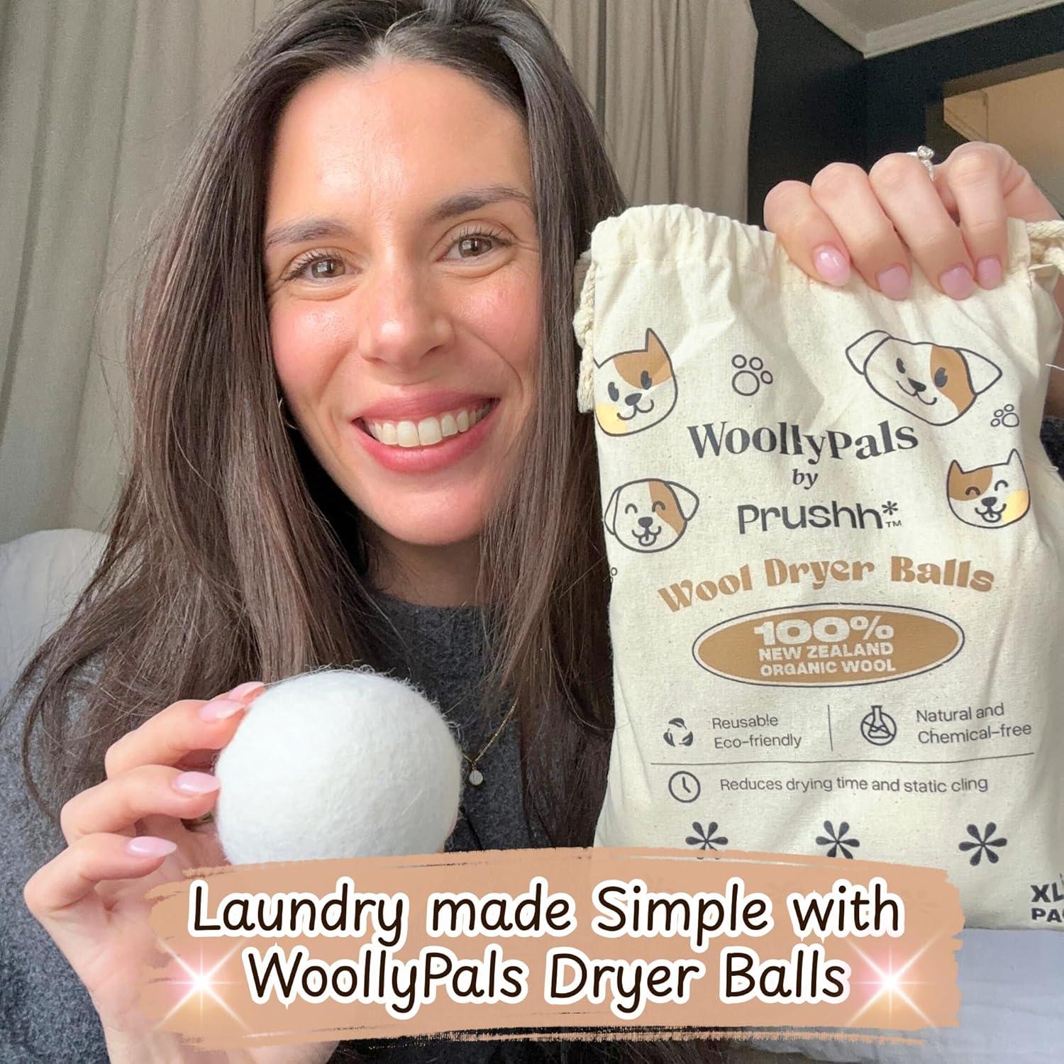 Bolas de Secado WoollyPals XL - 100% Lana de Nueva Zelanda - Paquete de 6