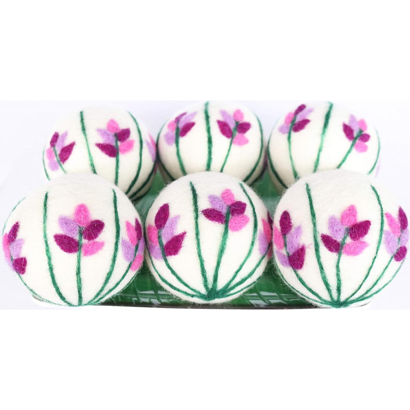 Bolas de Secado de Lana Orgánica Nervana - 6 XL Lavanda Ecológicas