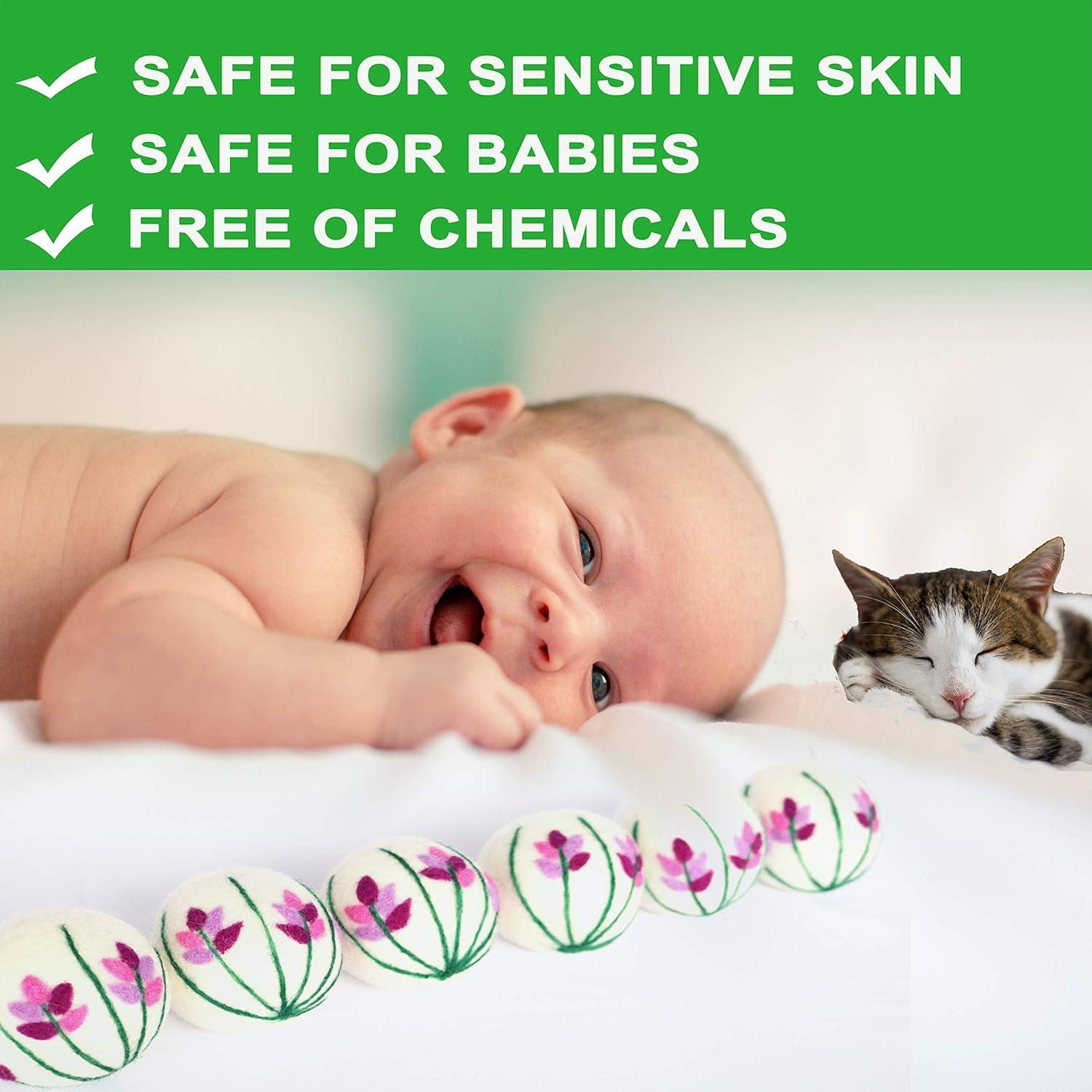 Bolas de Secado de Lana Orgánica Nervana - 6 XL Lavanda Ecológicas