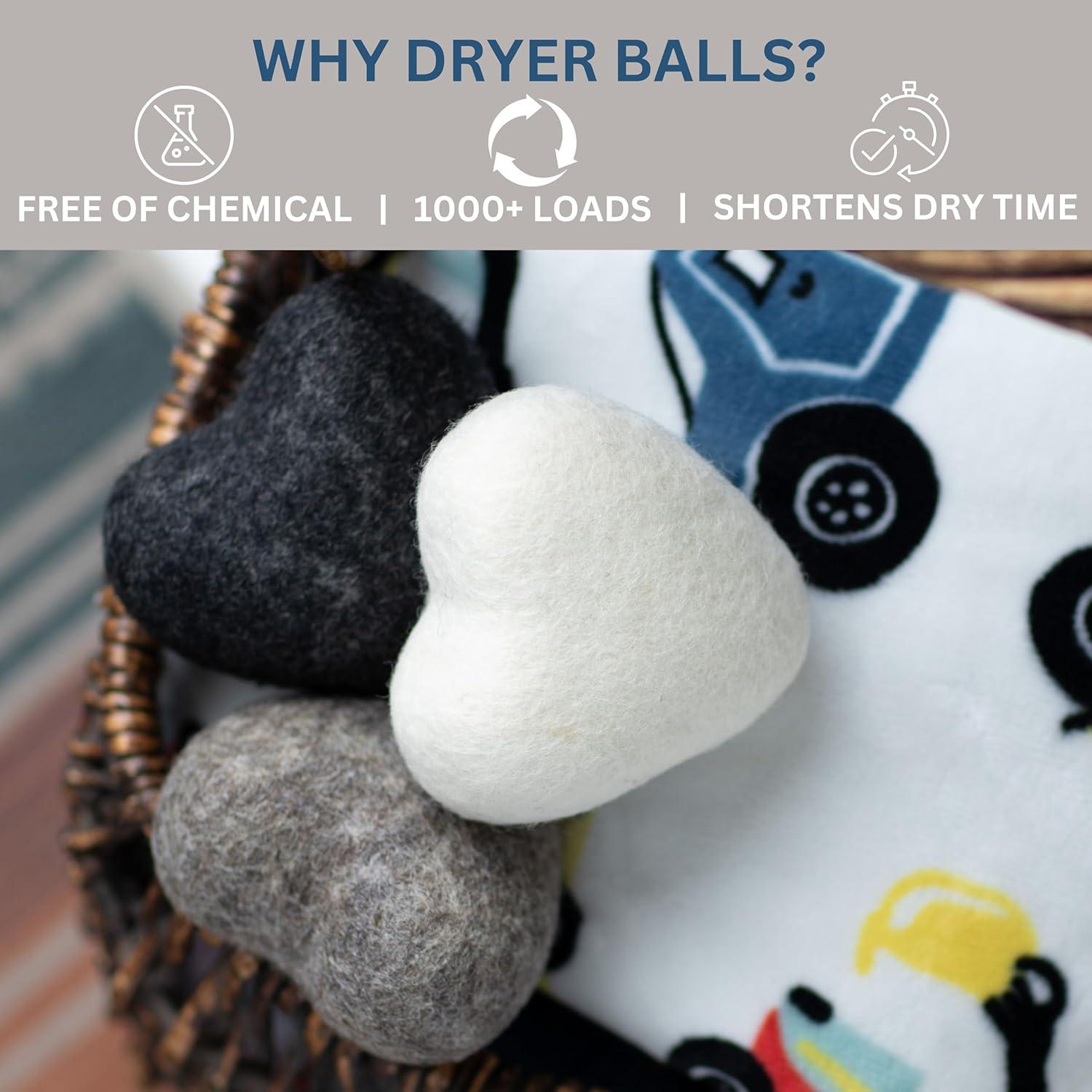 Bolas de Secado de Lana Hechas a Mano Big Heart 3-Pack XL