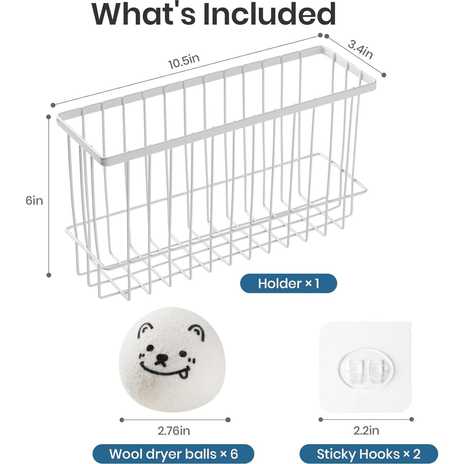 Bolas de Secado de Lana Delomo - 6 Reutilizables, Soporte Incluido