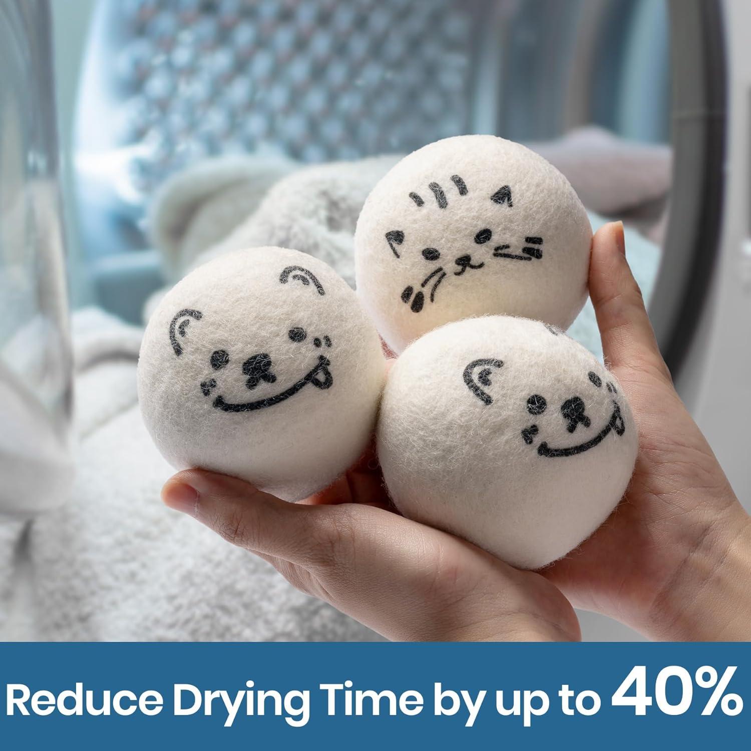 Bolas de Secado de Lana Delomo - 6 Reutilizables, Soporte Incluido