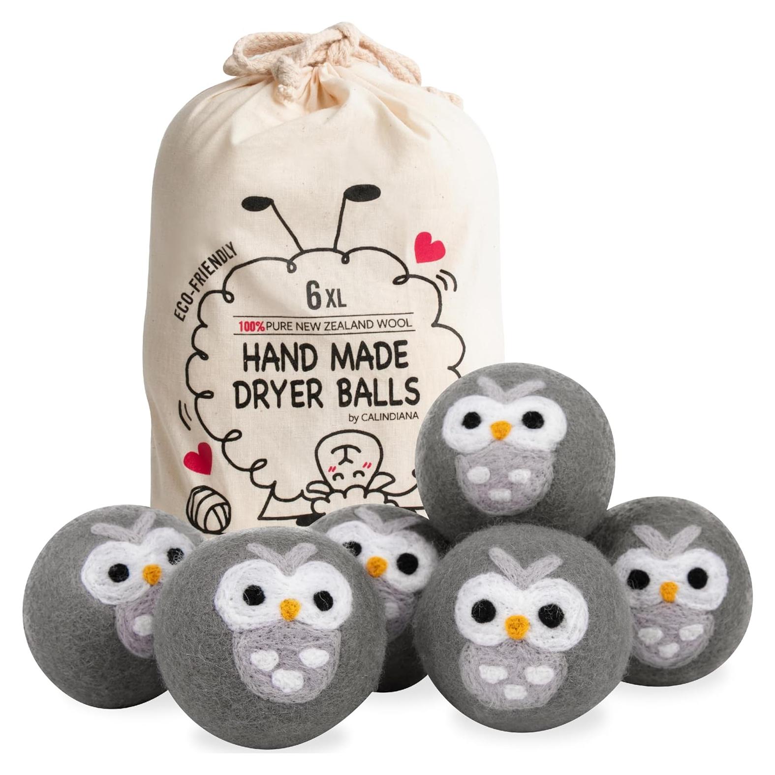 Bolas de Secado Reutilizables Calindiana 100% Lana XL 6 Pzas Gris