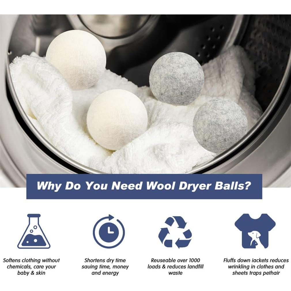 Paquete de 6 bolas de lana reutilizables para secadora Yeasing