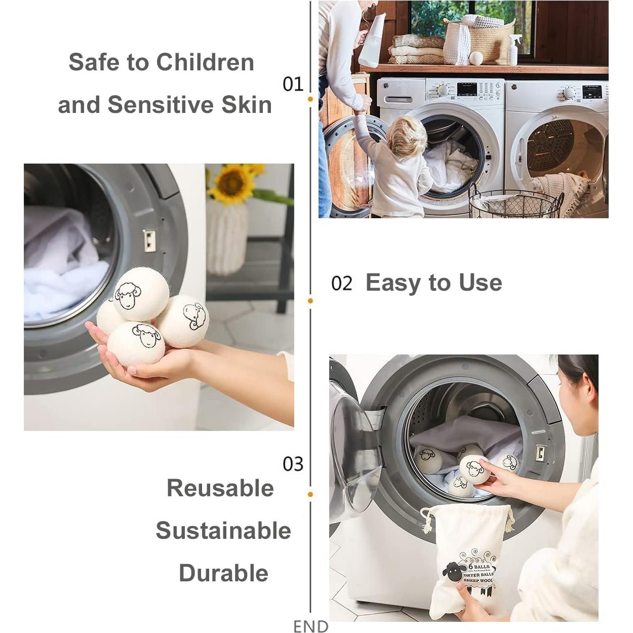 Paquete de 6 Bolas de Secadora de Lana Bienstylife Ecológicas