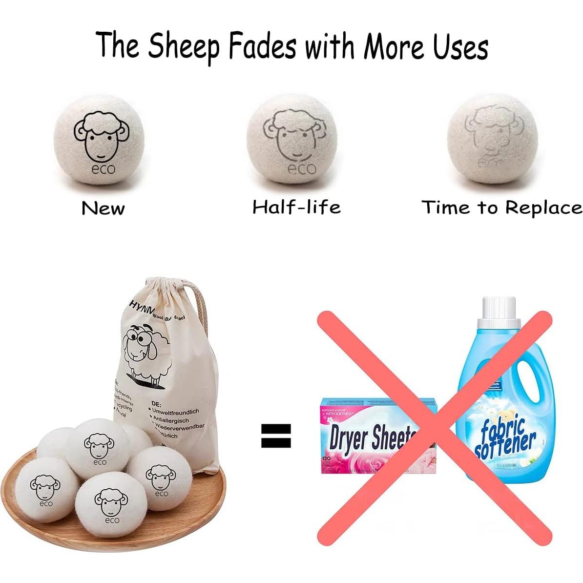 Paquete de 6 Bolas de Secadora de Lana Bienstylife Ecológicas