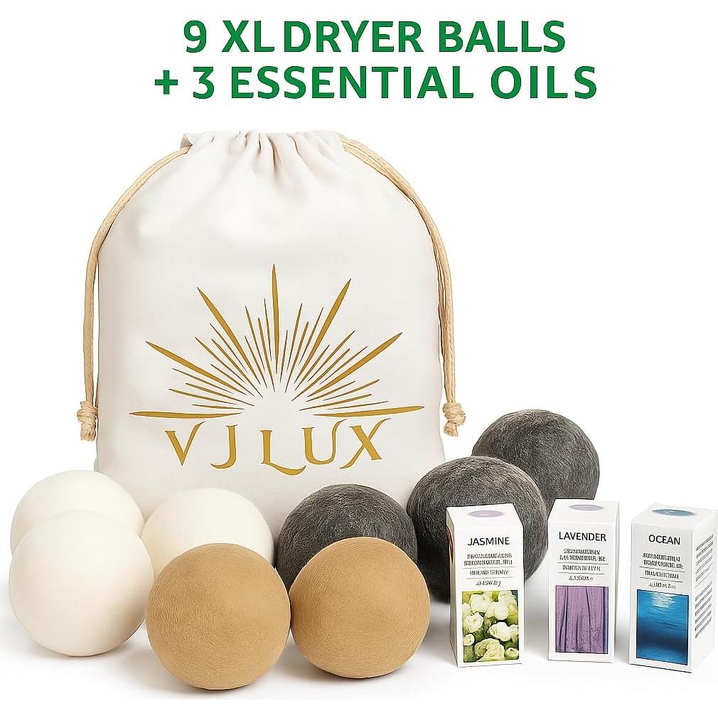 Bolas de Secado de Lana Premium XL 9 Unidades con Aceites Esenciales