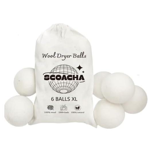 Bolas de Secado de Lana EcoSoft - 6 Unidades - 100% Lana de Nueva Zelanda - Ecológicas y Reutilizables
