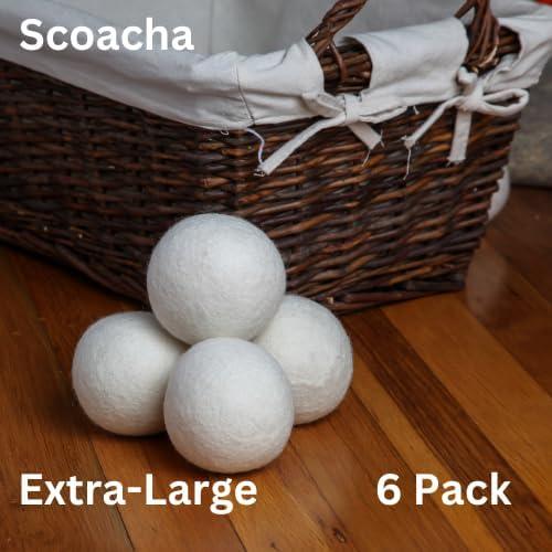 Bolas de Secado de Lana EcoSoft - 6 Unidades - 100% Lana de Nueva Zelanda - Ecológicas y Reutilizables