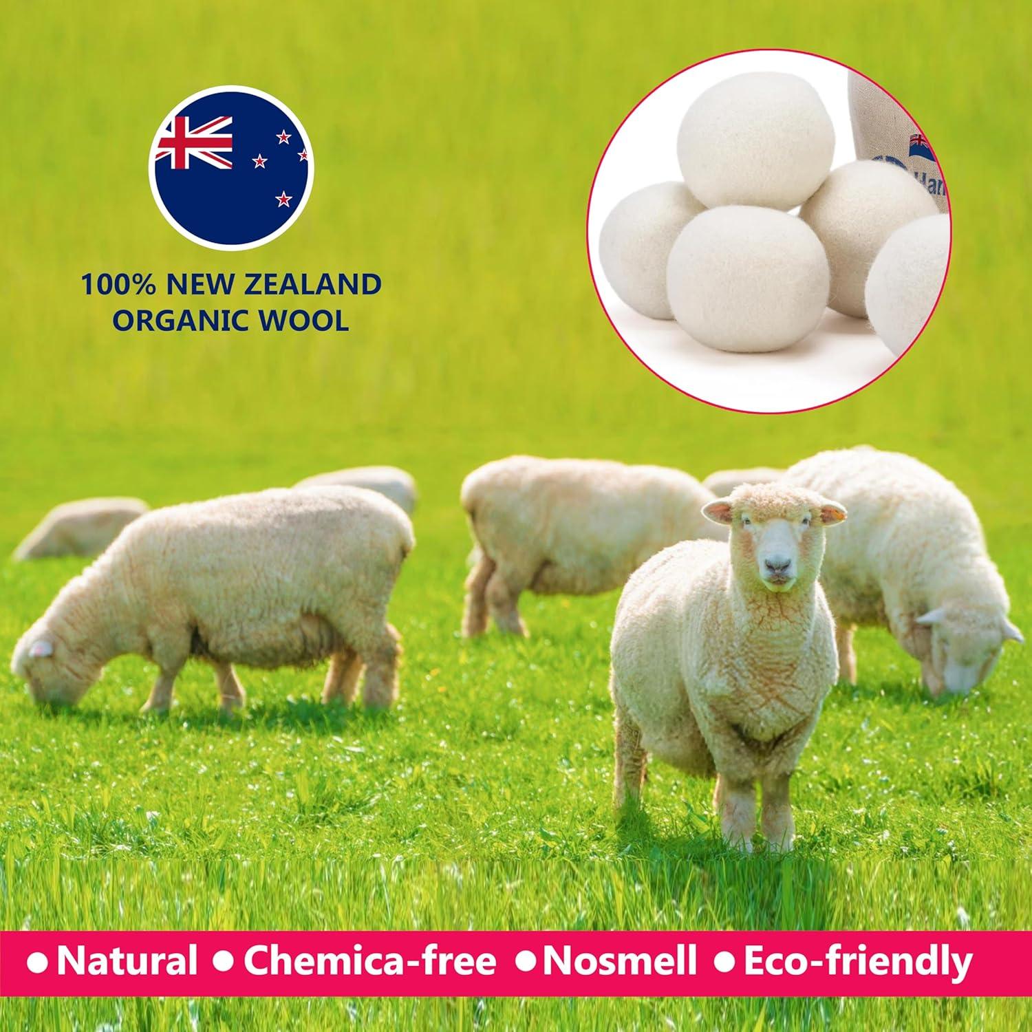 Bolas de Secado de Lana EcoSoft - 6 Unidades - 100% Lana de Nueva Zelanda - Ecológicas y Reutilizables