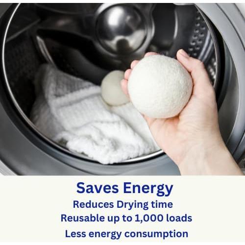 Bolas de Secado de Lana EcoSoft - 6 Unidades - 100% Lana de Nueva Zelanda - Ecológicas y Reutilizables