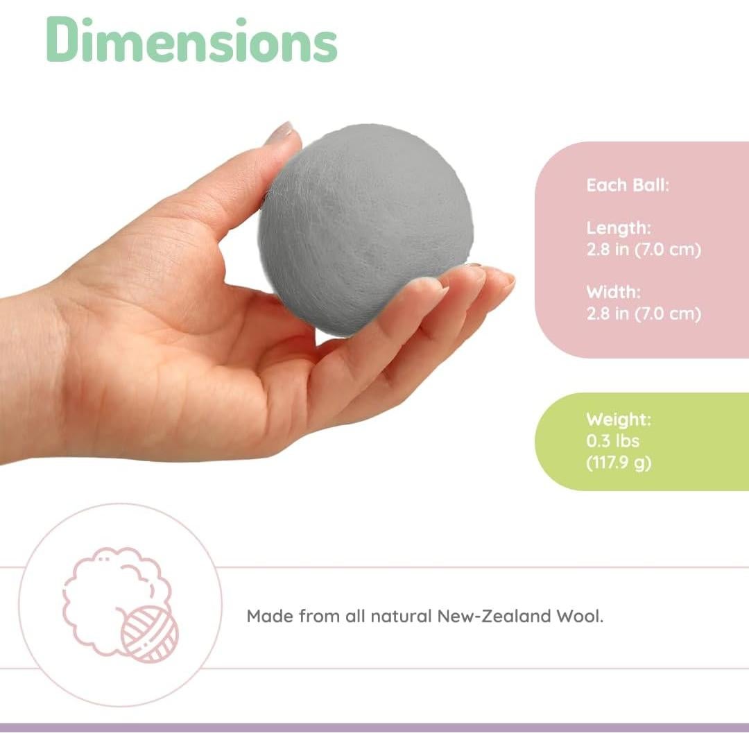 Pelotas de Secado de Lana Reutilizables melii 3-Pack - Rosa, Púrpura, Gris